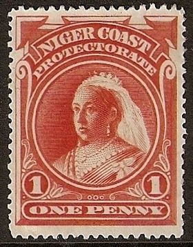 Queen Victoria on a stamp of the Niger Coast Protectorate, 1894