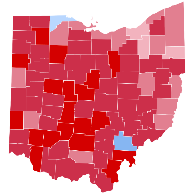 Map of election results by county