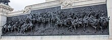 Very high relief at the Monument to the Independence of Brazil in Sao Paulo; derivative representation of Pedro Americo's 1888 painting Independence or Death. Olhares sobre o Museu do Ipiranga 2017 021 (cropped).jpg