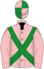 Pink, green cross belts, quartered cap