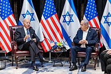 US President Joe Biden and Israeli Prime Minister Benjamin Netanyahu in Tel Aviv, Israel, 18 October 2023 P20231018CS-0378.jpg