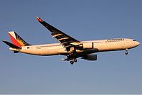 PAL's Airbus A330-300 on final at Tullamarine International Airport in Melbourne.