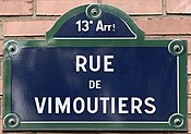 Plaque Rue Vimoutiers - Paris XIII (FR75) - 2021-06-30 - 1.jpg