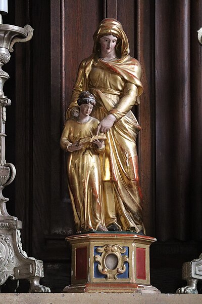 File:Plombières-lès-Dijon (21) Église Saint-Baudèle - Statue reliquaire de l'éducation de la Vierge - 01.jpg