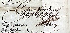 Podpis Jana Bedřicha Hesse z Hessic na dopisu z 15. dubna 1671