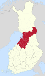 North Ostrobothnia on a map of Finland