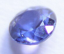 A 0.19-carat (0.038 g) diamond cut cornflower blue Yogo sapphire Point-19 carat diamond cut blue Yogo sapphireCROP.jpg