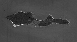 Oblique view of Pooles Island in 1984.  North at lower left.