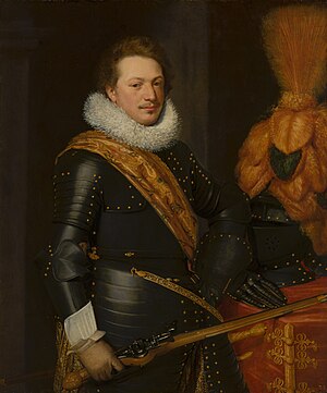 Portrait of an officer, possibly Johan Wolfert van Brederode or Walraven IV van Brederode by Jan van Ravesteyn and workshop Nationaal Militair Museum MH438