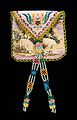 An early 19th-century Mexican Handbag featuring a lamb and crown motif in traditional needlework and a silk dress lining.[31]