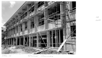 Block D under construction, March 1955 Queensland State Archives 4518 Moorooka State School Brisbane March 1955.png