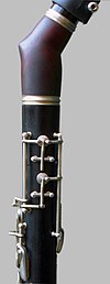 Angled barrel of a modern basset horn (German System) Richard Muller Bassetthorn Birne 3.jpg