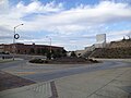 Riverfront Park sign in roundabout