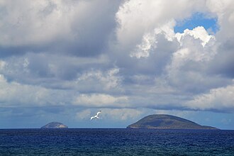 Round Island seen from West, with Serpent Island to the right (north) of it Round Island and Serpent Island - Mauritius.jpg