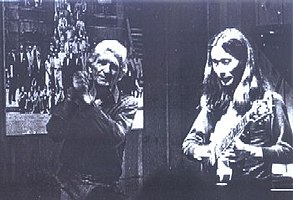 Evans (left) with guitarist Ryo Kawasaki at Sweet Basil, New York City, 1982