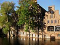 Die Salzspeicher bei Travehochwasser, Oktober 2009