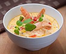 Corn chowder with shrimp