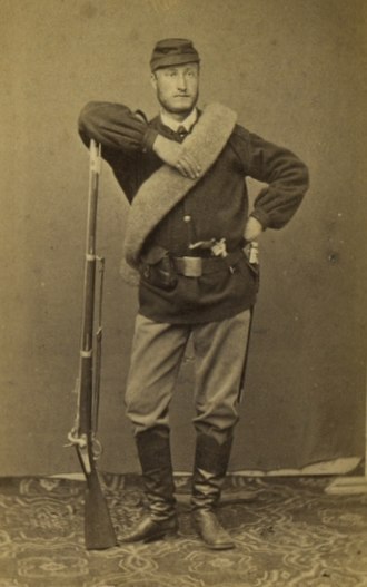 French soldier stands with M1842T Minié rifle