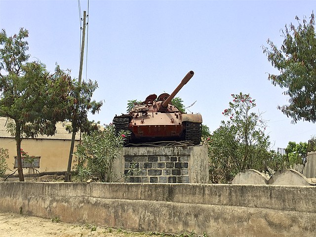 T-54 tank-turned-Eritrean war monument in Nefasit