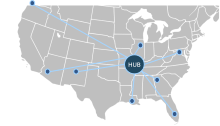 Example of a hub-and-spoke airline network