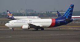 Sriwijaya Air Boeing 737-4Q8; @CGK 2015 (22092007170) .jpg