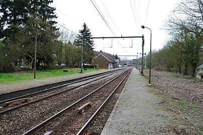 Spoorlijn 154 bij het station van Lustin.