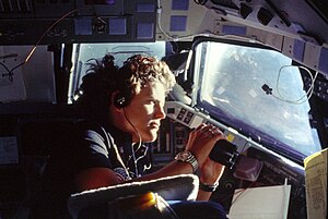 Kathryn D. Sullivan under rymdfärd STS-41-G.