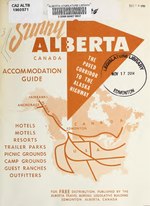 Thumbnail for File:Sunny Alberta, Canada Accommodation Guide- Hotels, Motels, Resorts, Trailer Parks, Picnic Grounds, Camp Grounds, Guest Ranches, Outfitters. 1960 (IA sunnyalbertacana00albe).pdf