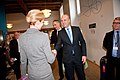 Sveriges statsminiser Fredrik Reinfeldt halsar pa sin danska kollega Helle Thorning-Schmidt. Nordiska radets session 2011 i Kopenhamn.jpg