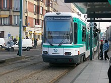 Tramway de la ligne   à la station La Courneuve — 8 mai 1945.