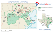 Texas' controversial 2003 partisan gerrymander produced Texas District 22 for former Rep. Tom DeLay, a Republican.