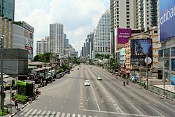 Beginning of Asok Montri Road in Watthana District with Terminal 21 on the left