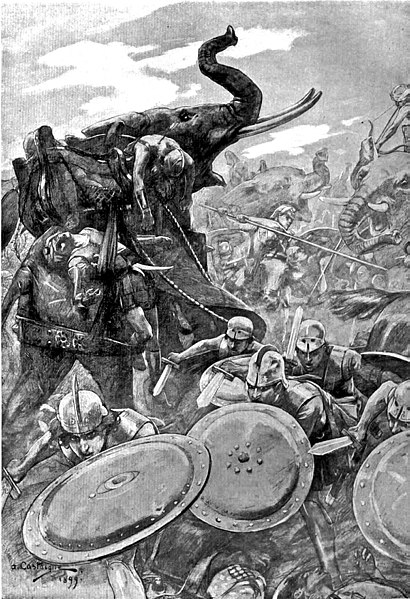 فائل:The phalanx attacking the centre in the battle of the Hydaspes by Andre Castaigne (1898-1899).jpg