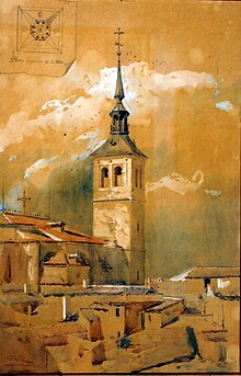 Santa Maria la Mayor church painted by Ulpiano Checa. Torre de Colmenar de Oreja (Ulpiano Checa).jpg