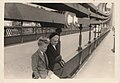 Visitors pausing on the bridge, 1954