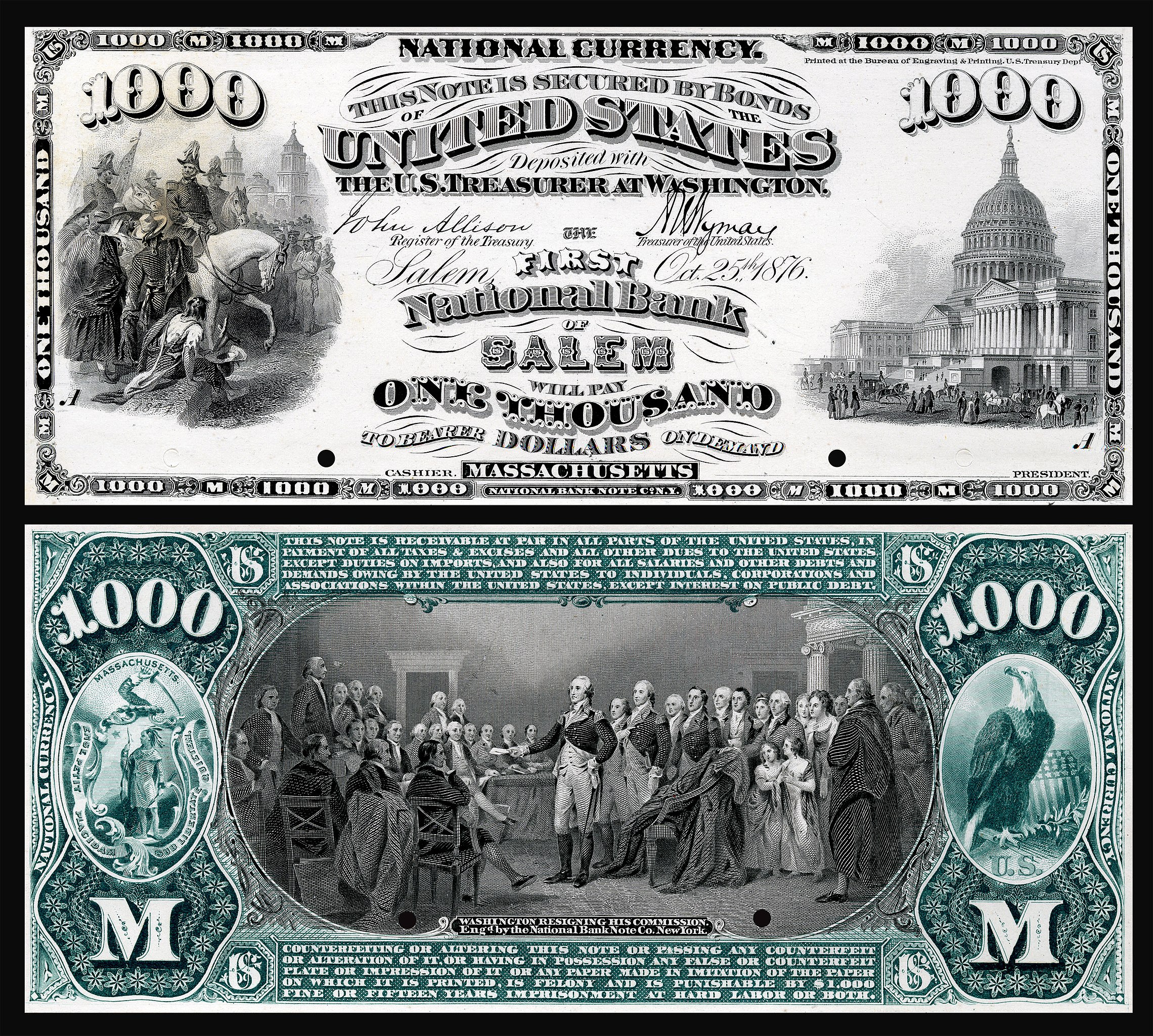 U.S. $1000.00 Bill (Very Fine)