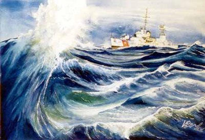 USCGC Androscoggin painting "Weather decks secure" by Don Van Liew
