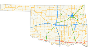 Map Us 70 US-70 on a map of Oklahoma, highlighted in red