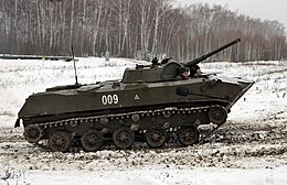 BMD-1 na počas súťaže veliteľov prieskumných rôt, 106. gardová výsadková divízia Tula, Rusko, december 2011.
