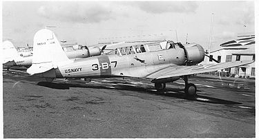 A Vought SB2U-2 Vindicator dive bomber from VB-4 at Oakland, California in 1940. Note the diving black panther insignia on the side. (Click the photo to enlarge it) Vought SB2U-2 from VB-3 (4640194811).jpg