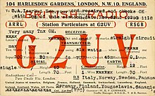 A 1925 QSL card from amateur radio operator Bill Corsham, G2UV. WEFCorshamG2UV.jpg