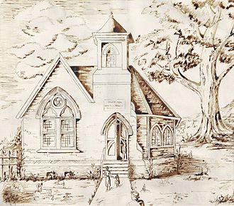 Drawing made of the church sometime before the late 1950s when the bell tower was torn down due to damage from a lightning strike. Wesley Chapel (Hopetown, Ohio) Black & White Drawing.jpg