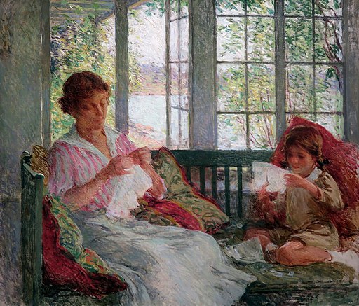 Willard Leroy Metcalf (1858-1925) - My Wife and Daughter (1917-1918)