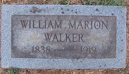 The grave of Will Walker at the Bethel Baptist Cemetery in Townsend William-marion-walker-grave.jpg