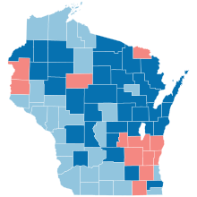 County Flips:
Democratic
Hold
Gain from Republican
Republican
Hold Wisconsin County Flips 2008.svg