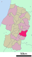 山形市の位置 Akita City location in Yamagata prefecture, Japan.