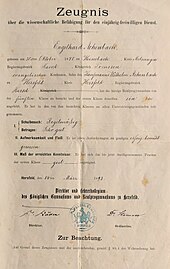 Zeugnis Mittlerer Schulabschluss 1893, Unterschrift Direktor Konrad Duden