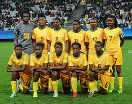 Zimbabwean team at the match Zimbabwe football team 2016 Olympics women.jpg