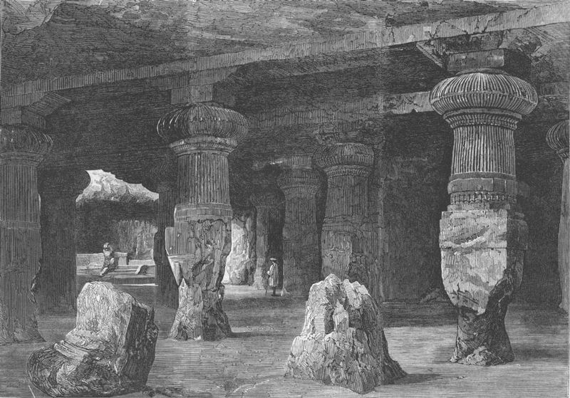 File:"Interior of the Cave of Elephanta, in the Bay of Bombay," from the Illustrated London News, 1863.jpg