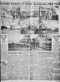 "Scenes Taken at Huge $2,000,000 Pier Fire" Evening Vanguard, January 7, 1924.jpg